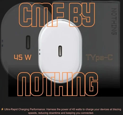 Originele Nothing 45W Power Adapter Fast Charge USB-C Adapter Wit afbeelding 5