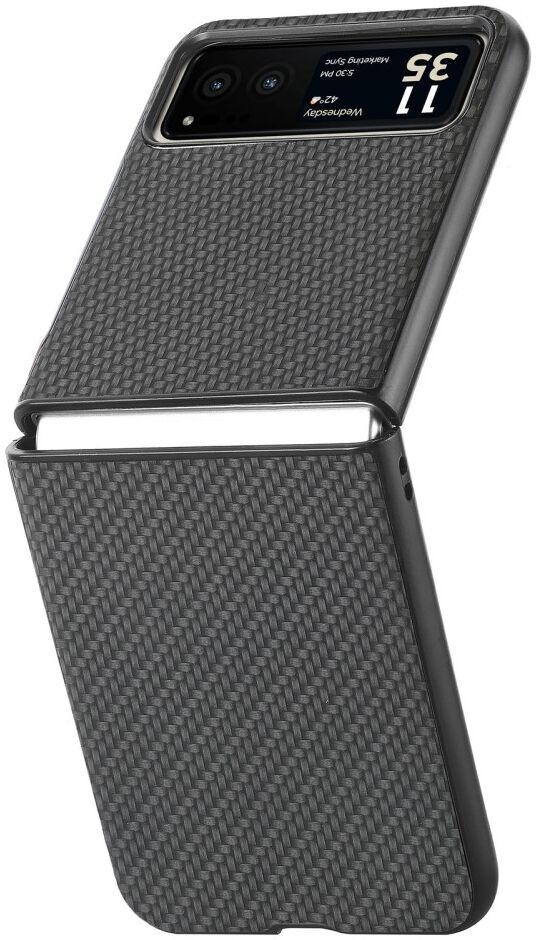 Motorola Razr 40 Hoesje Carbon Fiber Super Thin Fold Cover Zwart afbeelding 11