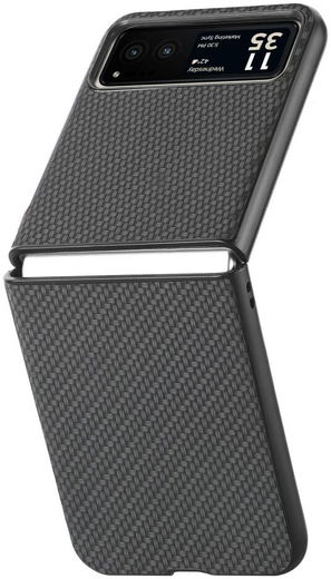 Motorola Razr 40 Hoesje Carbon Fiber Super Thin Fold Cover Zwart afbeelding 11