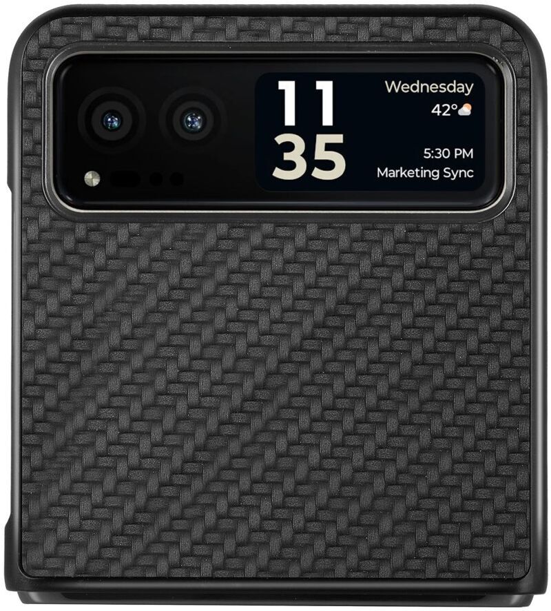 Motorola Razr 40 Hoesje Carbon Fiber Super Thin Fold Cover Zwart afbeelding 12