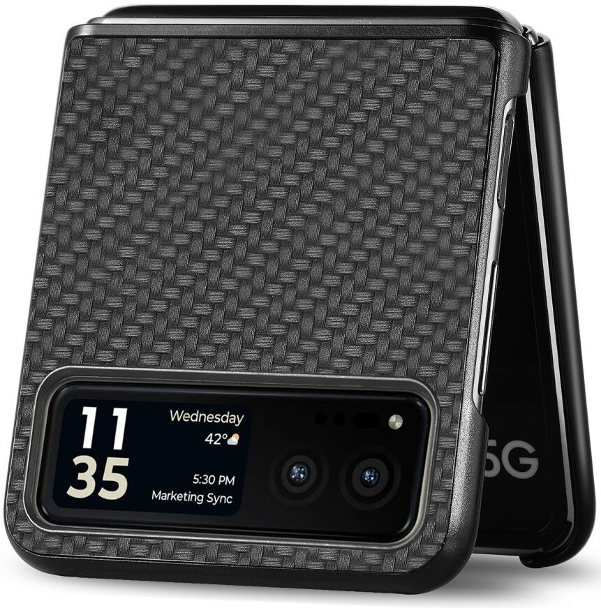Motorola Razr 40 Hoesje Carbon Fiber Super Thin Fold Cover Zwart afbeelding 13
