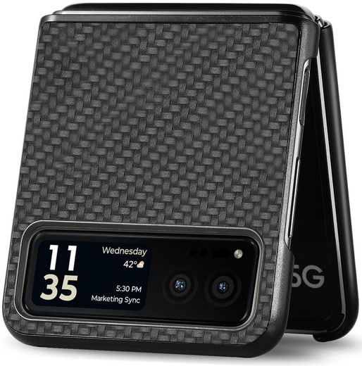 Motorola Razr 40 Hoesje Carbon Fiber Super Thin Fold Cover Zwart afbeelding 13