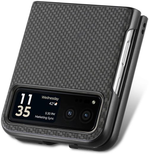 Motorola Razr 40 Hoesje Carbon Fiber Super Thin Fold Cover Zwart afbeelding 14