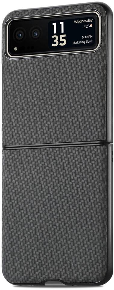 Motorola Razr 40 Hoesje Carbon Fiber Super Thin Fold Cover Zwart afbeelding 15