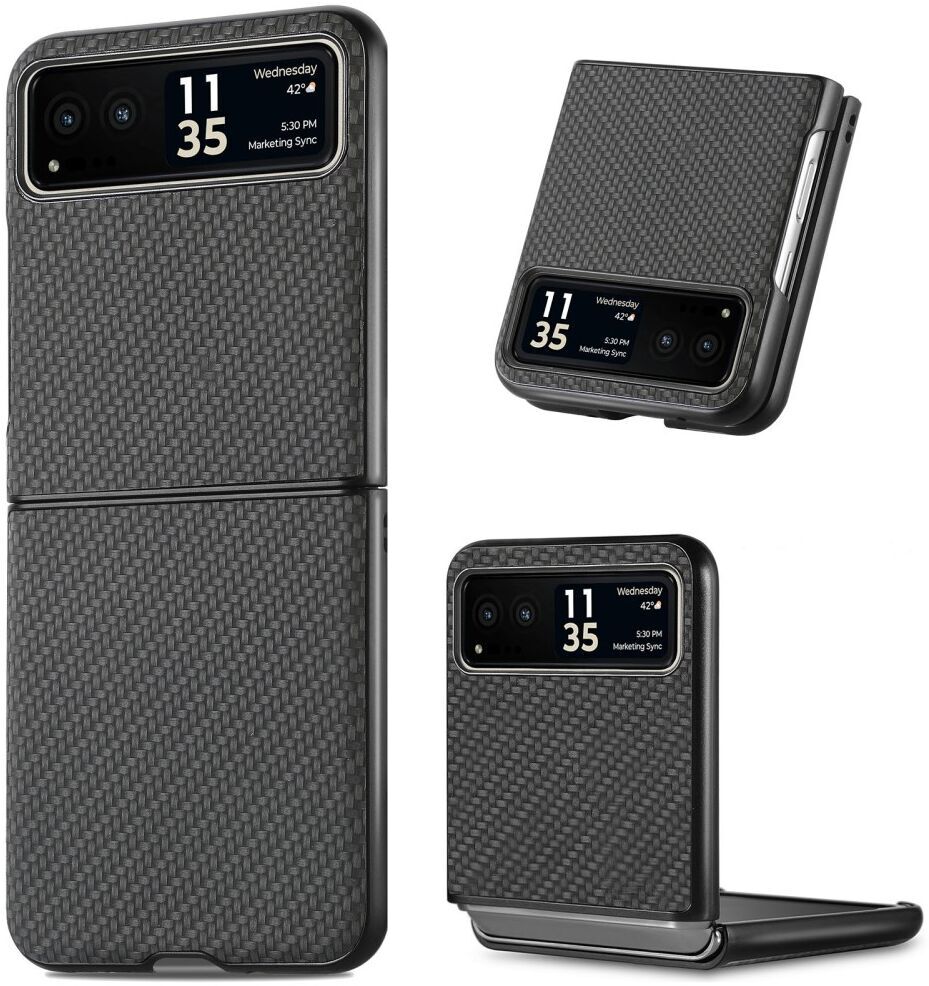 Motorola Razr 40 Hoesje Carbon Fiber Super Thin Fold Cover Zwart afbeelding 2