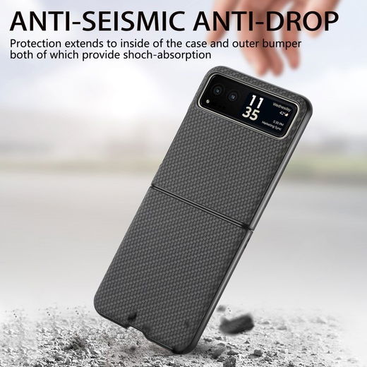 Motorola Razr 40 Hoesje Carbon Fiber Super Thin Fold Cover Zwart afbeelding 3
