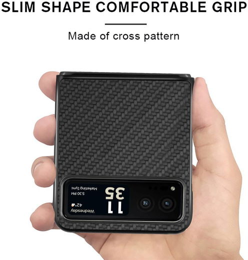 Motorola Razr 40 Hoesje Carbon Fiber Super Thin Fold Cover Zwart afbeelding 6