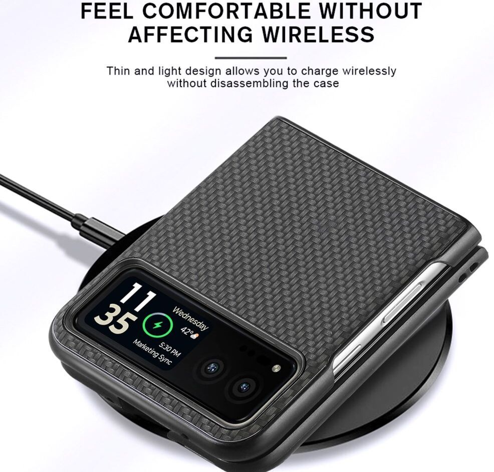 Motorola Razr 40 Hoesje Carbon Fiber Super Thin Fold Cover Zwart afbeelding 8