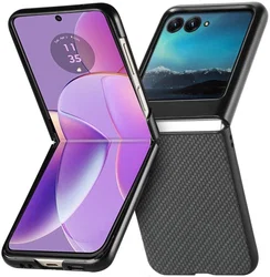 Motorola Razr 40 Ultra Hoesje Carbon Fiber Super Thin Fold Cover Zwart afbeelding