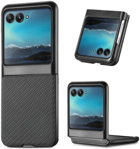 Motorola Razr 40 Ultra Hoesje Carbon Fiber Super Thin Fold Cover Zwart afbeelding 2