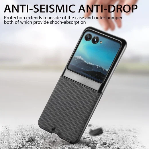 Motorola Razr 40 Ultra Hoesje Carbon Fiber Super Thin Fold Cover Zwart afbeelding 3