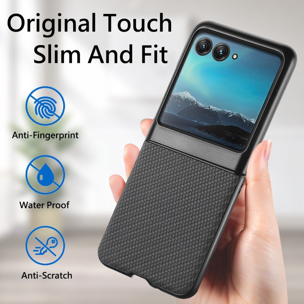 Motorola Razr 40 Ultra Hoesje Carbon Fiber Super Thin Fold Cover Zwart afbeelding 4