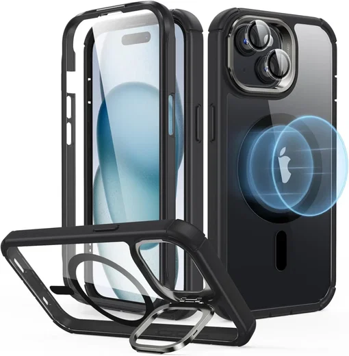 ESR Armor Tough Apple iPhone 15 Hoesje MagSafe Transparant Zwart afbeelding 1