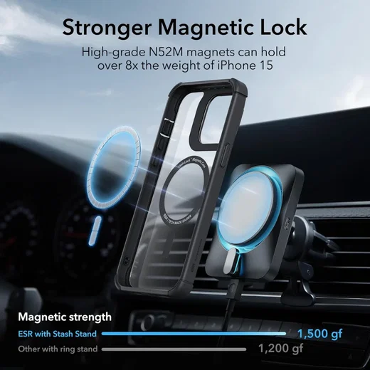ESR Armor Tough Apple iPhone 15 Hoesje MagSafe Transparant Zwart afbeelding 2