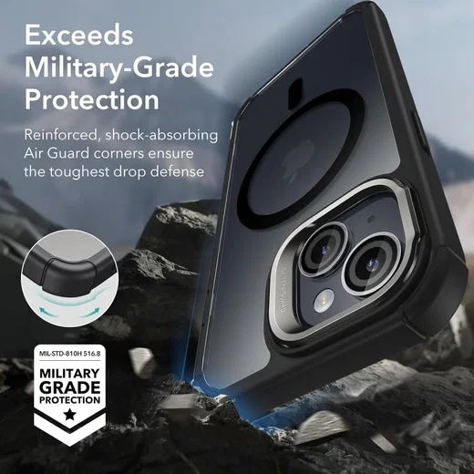 ESR Armor Tough Apple iPhone 15 Hoesje MagSafe Transparant Zwart afbeelding 3