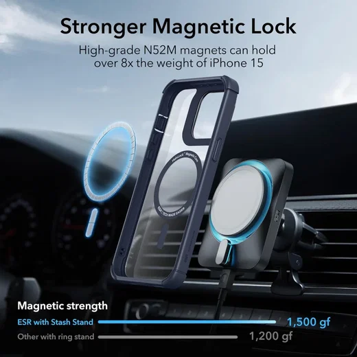 ESR Armor Tough Apple iPhone 15 Hoesje MagSafe Transparant Blauw afbeelding 2