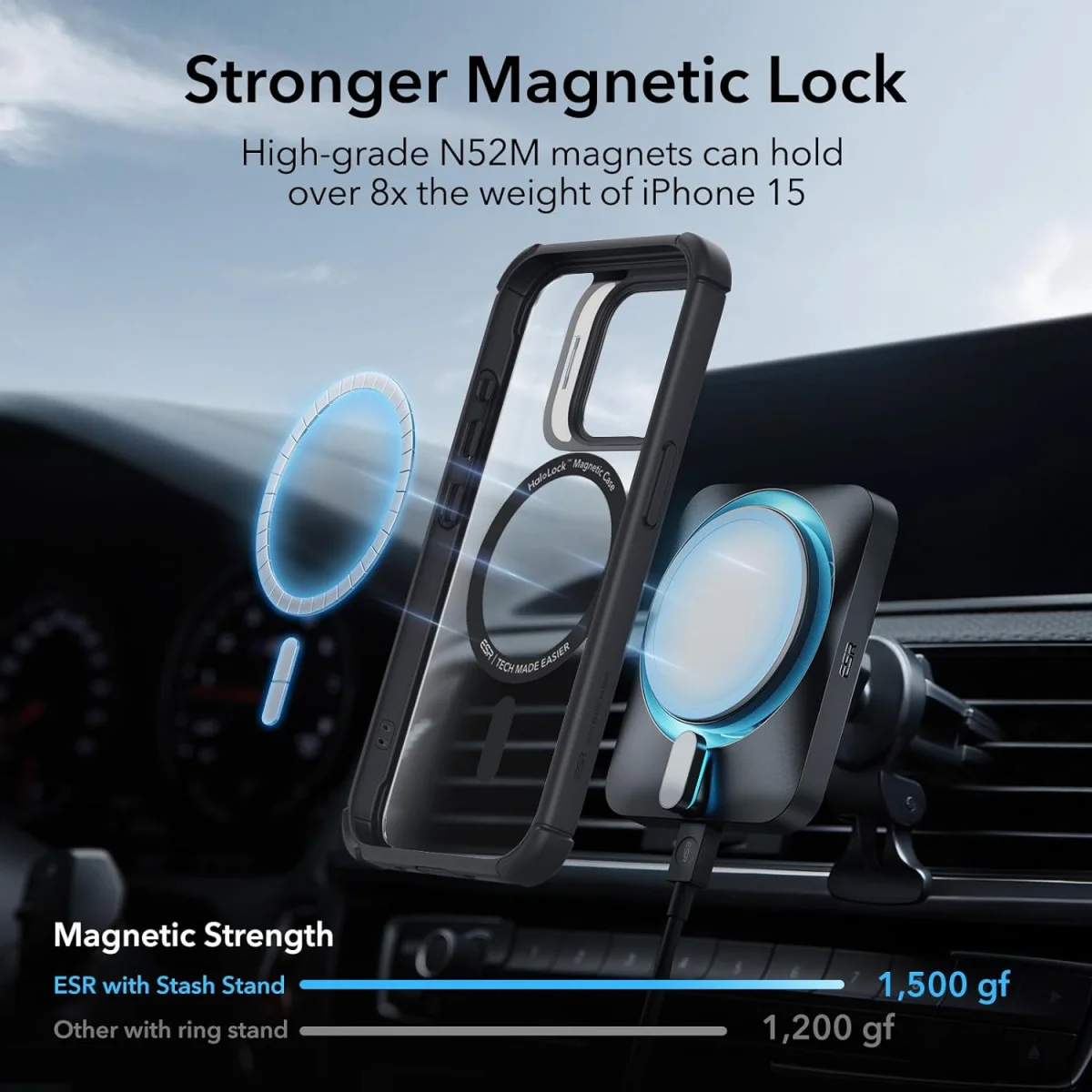 ESR Armor Tough iPhone 15 Pro Hoesje MagSafe Transparant Zwart afbeelding 2