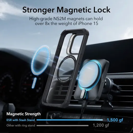 ESR Armor Tough iPhone 15 Pro Hoesje MagSafe Transparant Zwart afbeelding 2