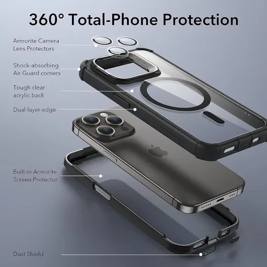 ESR Armor Tough iPhone 15 Pro Hoesje MagSafe Transparant Zwart afbeelding 6