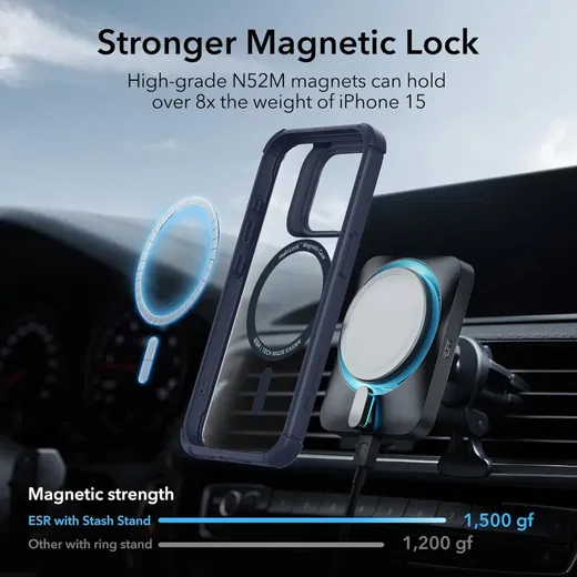 ESR Armor Tough iPhone 15 Pro Hoesje MagSafe Transparant Blauw afbeelding 2
