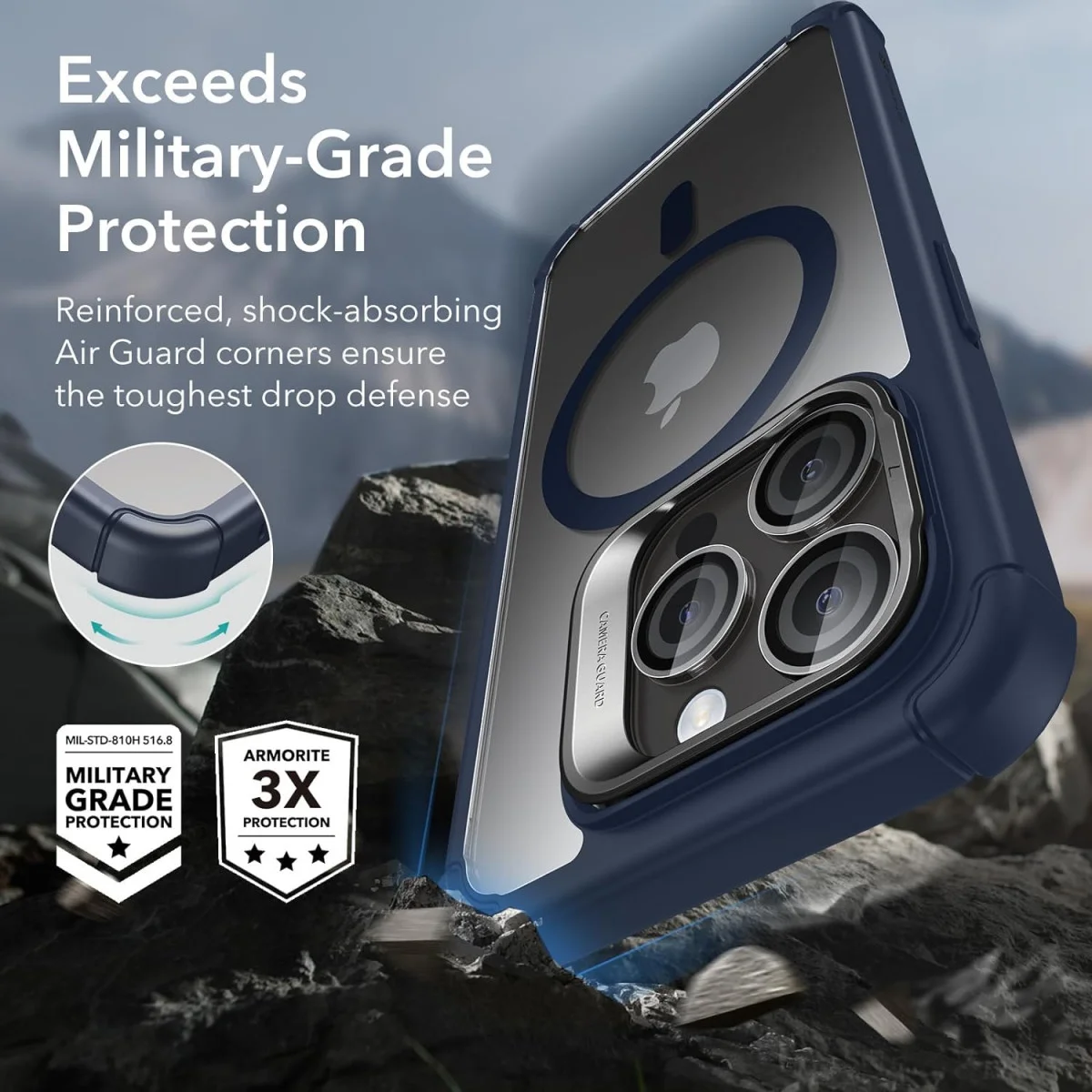 ESR Armor Tough iPhone 15 Pro Hoesje MagSafe Transparant Blauw afbeelding 3