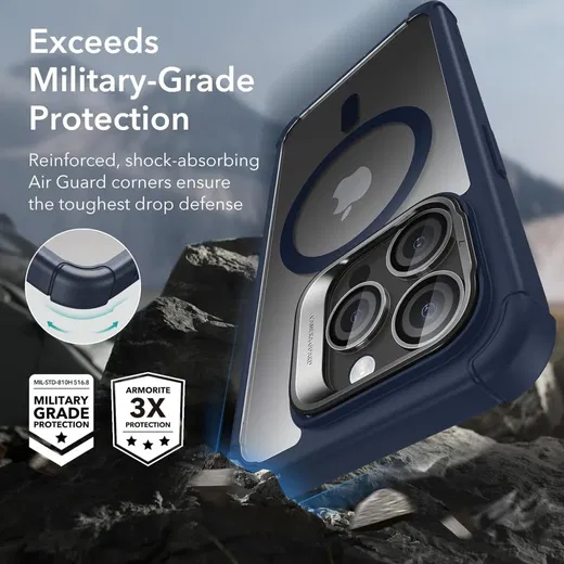 ESR Armor Tough iPhone 15 Pro Hoesje MagSafe Transparant Blauw afbeelding 3