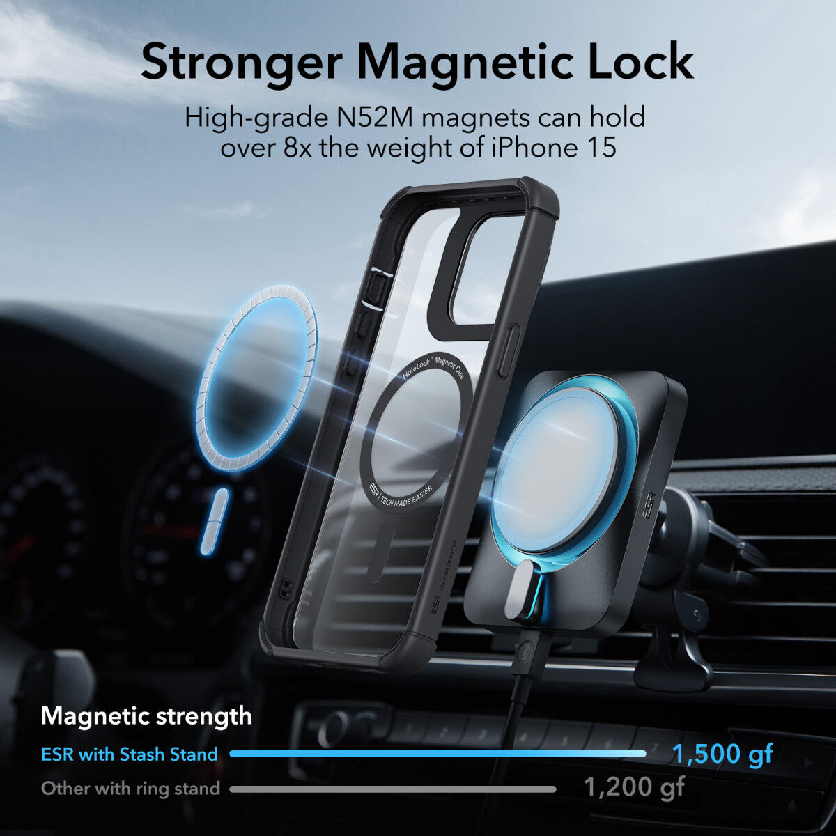 ESR Armor Tough iPhone 15 Pro Max Hoesje MagSafe Transparant Zwart afbeelding 4