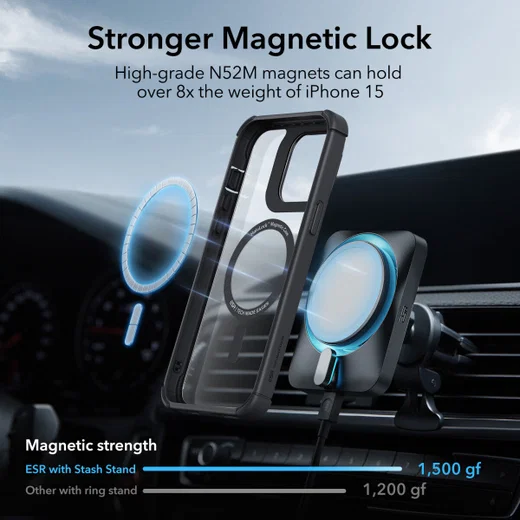 ESR Armor Tough iPhone 15 Pro Max Hoesje MagSafe Transparant Zwart afbeelding 4