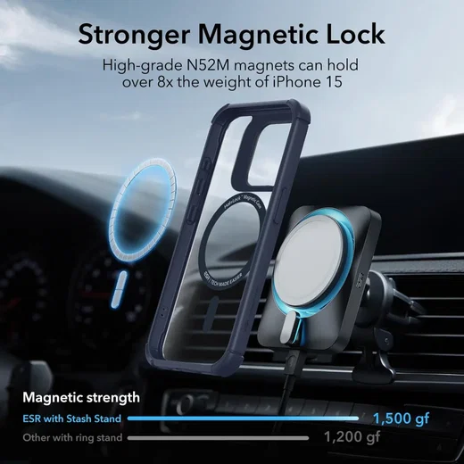 ESR Armor Tough iPhone 15 Pro Max Hoesje MagSafe Transparant Blauw afbeelding 2