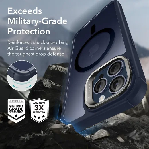 ESR Armor Tough iPhone 15 Pro Max Hoesje MagSafe Transparant Blauw afbeelding 3
