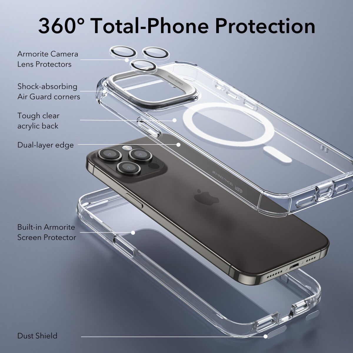 ESR Armor Tough iPhone 15 Pro Max Hoesje MagSafe Transparant afbeelding 3