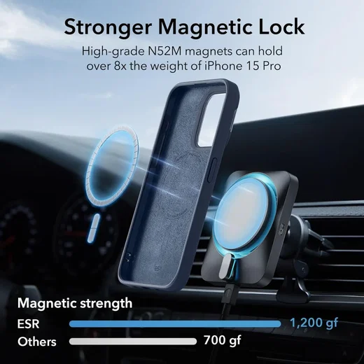ESR Cloud Soft HaloLock Stand Apple iPhone 15 Pro Hoesje MagSafe Blauw afbeelding 3
