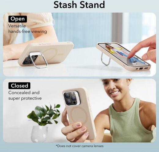 ESR Cloud Kickstand Apple iPhone 15 Pro Hoesje MagSafe Beige afbeelding 4