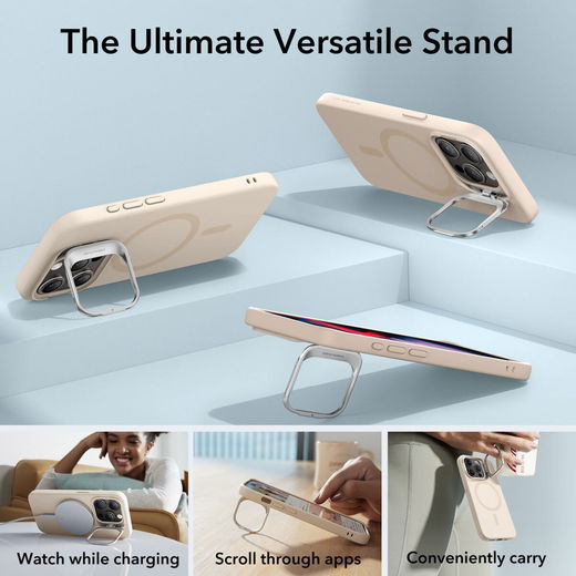 ESR Cloud Kickstand Apple iPhone 15 Pro Hoesje MagSafe Beige afbeelding 6