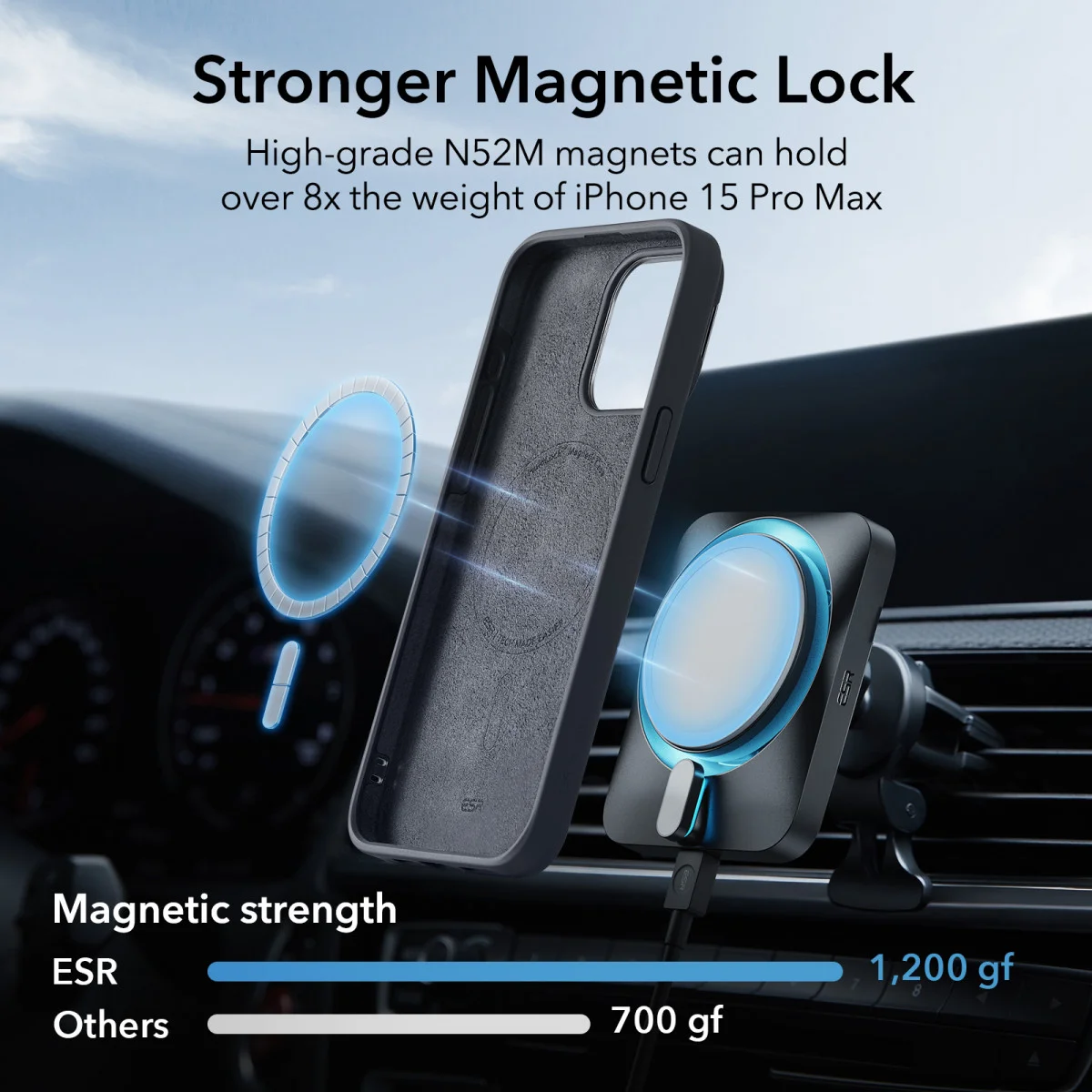 ESR Cloud Soft HaloLock Stand iPhone 15 Pro Max Hoesje MagSafe Blauw afbeelding 3