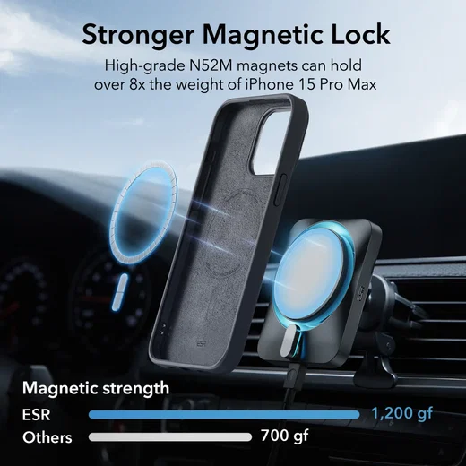 ESR Cloud Soft HaloLock Stand iPhone 15 Pro Max Hoesje MagSafe Blauw afbeelding 3