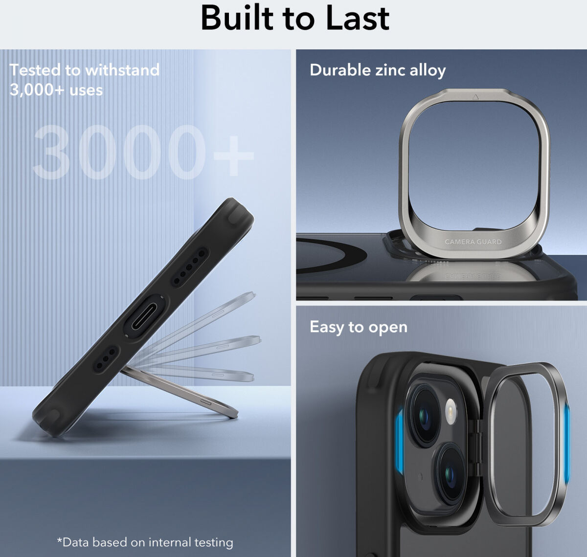 ESR Classic Hybrid MagSafe iPhone 15 Plus Hoesje met Stand Clear Zwart afbeelding 8