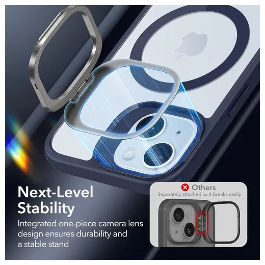 ESR Classic Kickstand Apple iPhone 15 Plus Hoesje MagSafe Clear Blauw afbeelding 2