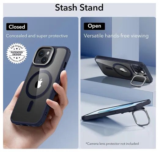 ESR Classic Kickstand Apple iPhone 15 Plus Hoesje MagSafe Clear Blauw afbeelding 3