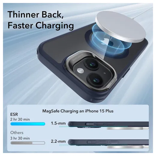 ESR Classic Kickstand Apple iPhone 15 Plus Hoesje MagSafe Clear Blauw afbeelding 4