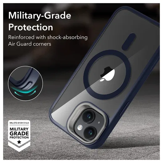 ESR Classic Kickstand Apple iPhone 15 Plus Hoesje MagSafe Clear Blauw afbeelding 9