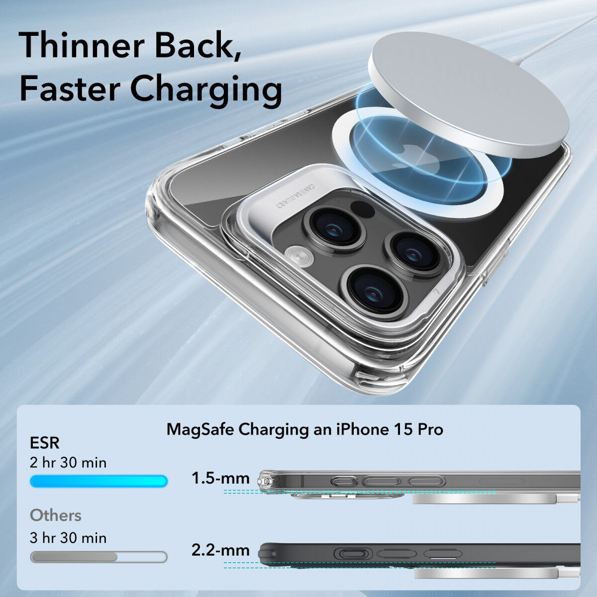 ESR Classic Hybrid MagSafe iPhone 15 Pro Hoesje met Stand Transparant afbeelding 2