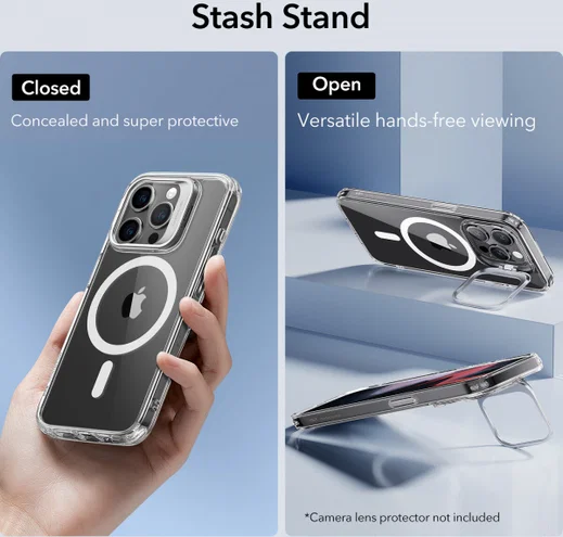 ESR Classic Hybrid MagSafe iPhone 15 Pro Hoesje met Stand Transparant afbeelding 6