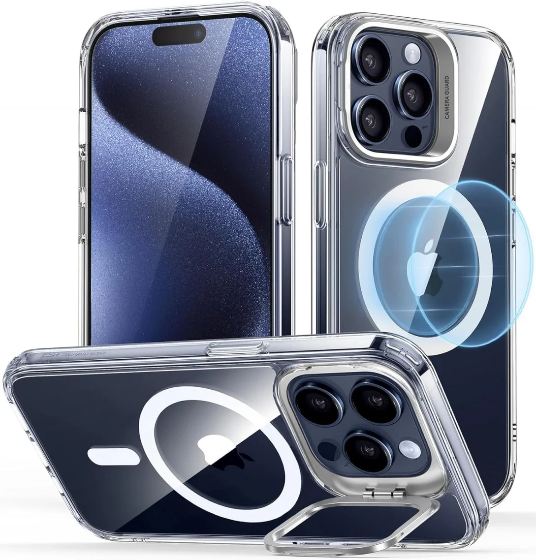 ESR Classic Hybrid Stand MagSafe iPhone 15 Pro Max Hoesje Transparant afbeelding 1