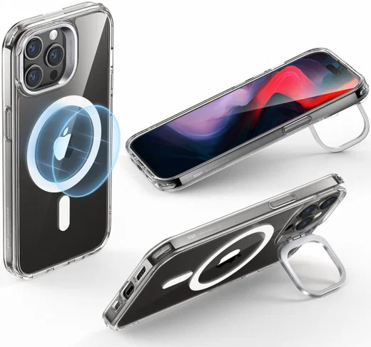 ESR Classic Hybrid Stand MagSafe iPhone 15 Pro Max Hoesje Transparant afbeelding 2