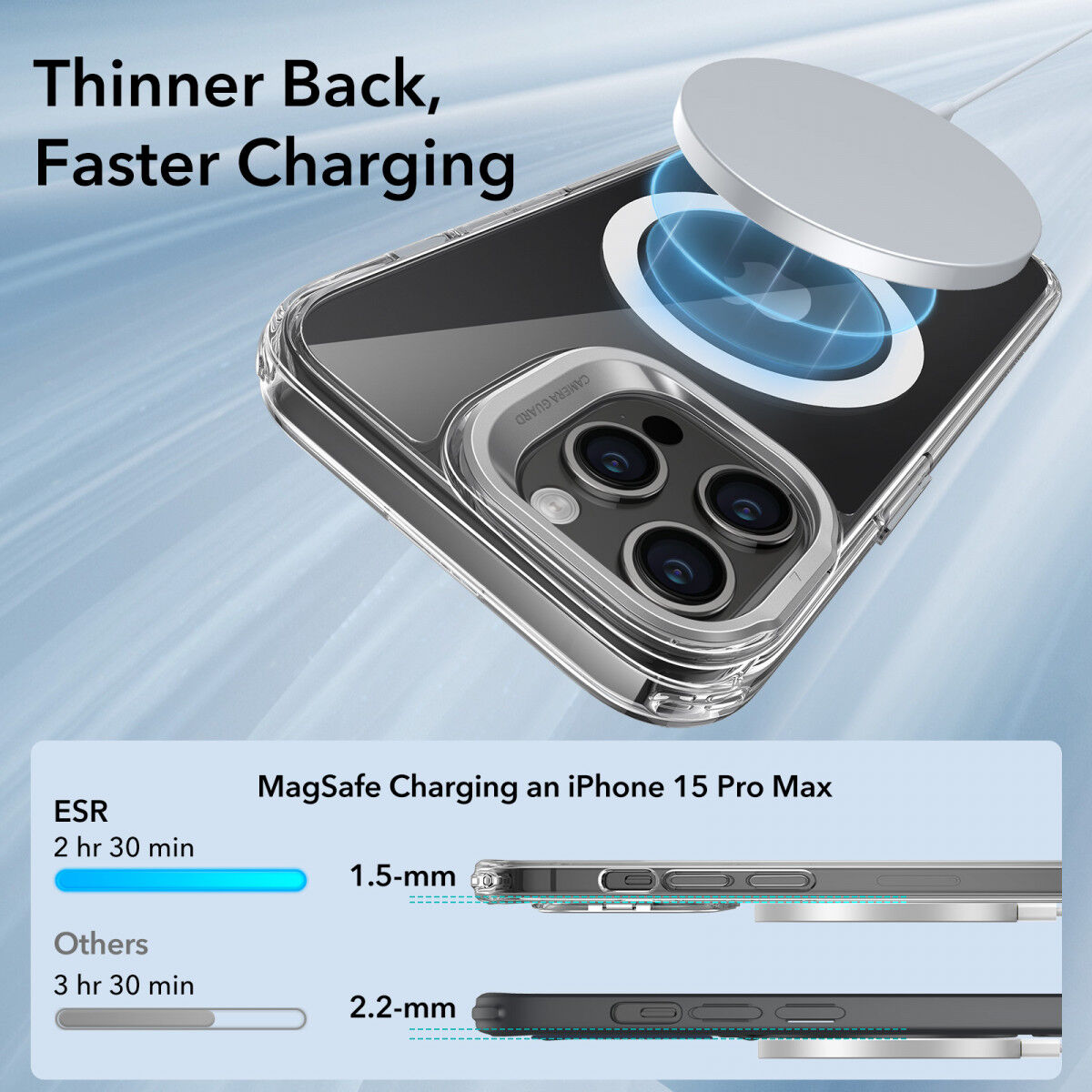ESR Classic Hybrid Stand MagSafe iPhone 15 Pro Max Hoesje Transparant afbeelding 3