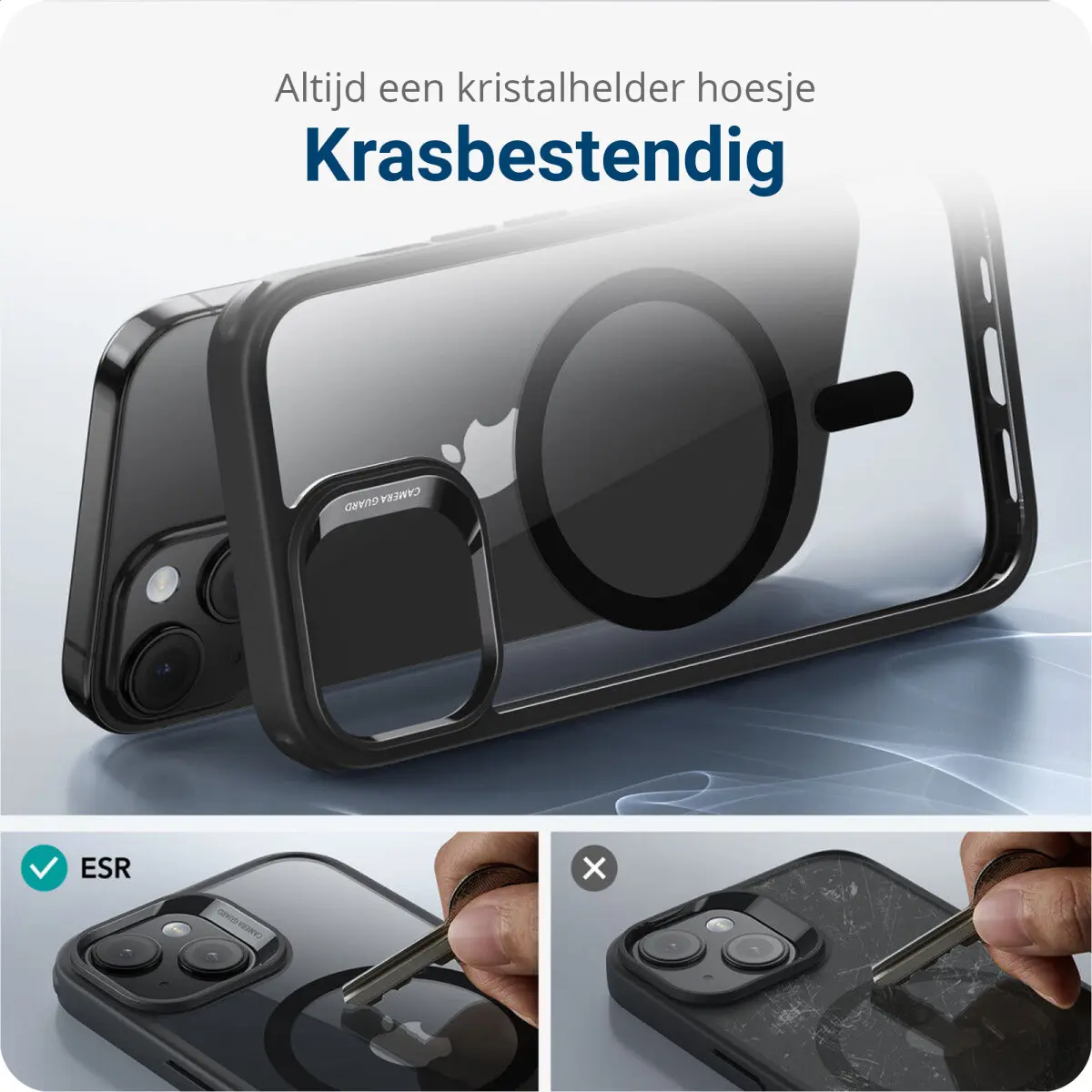 ESR Classic Hybrid Apple iPhone 15 Hoesje MagSafe Transparant Zwart afbeelding 5