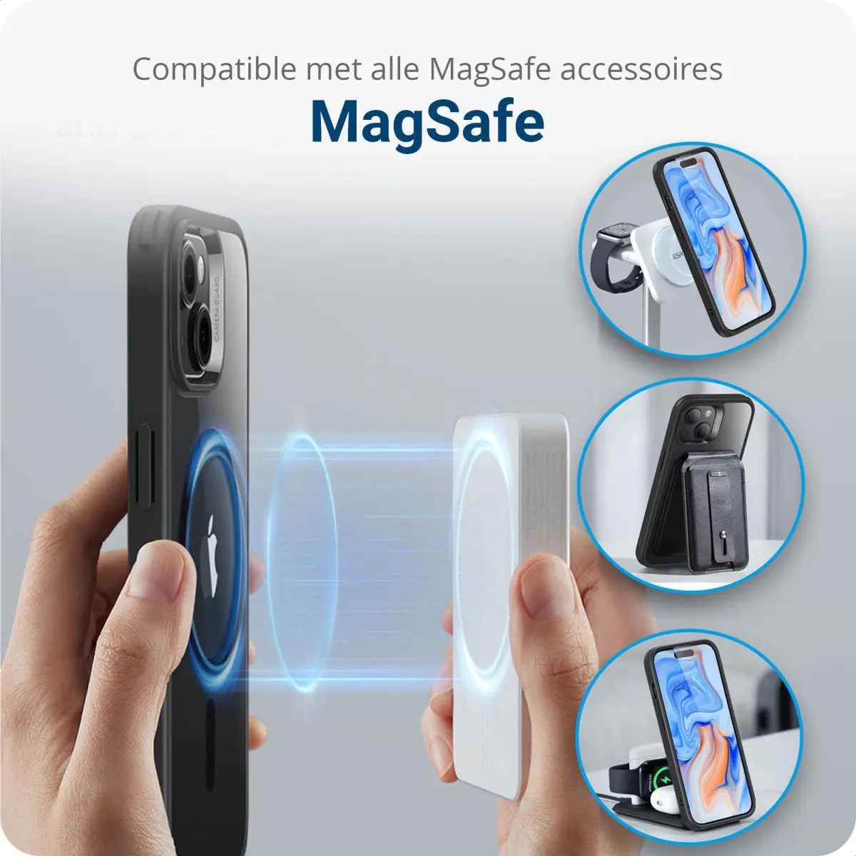 ESR Classic Hybrid Apple iPhone 15 Hoesje MagSafe Transparant Zwart afbeelding 7