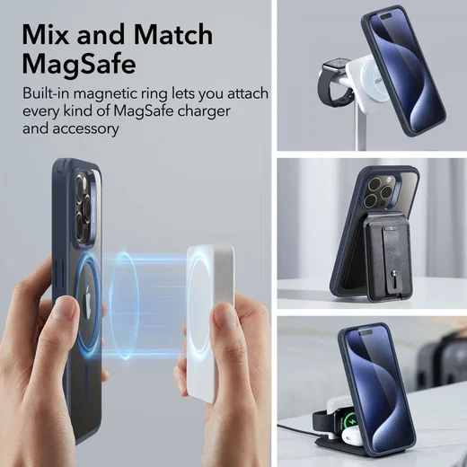 ESR Classic Hybrid iPhone 15 Pro Max Hoesje MagSafe Transparant Blauw afbeelding 2