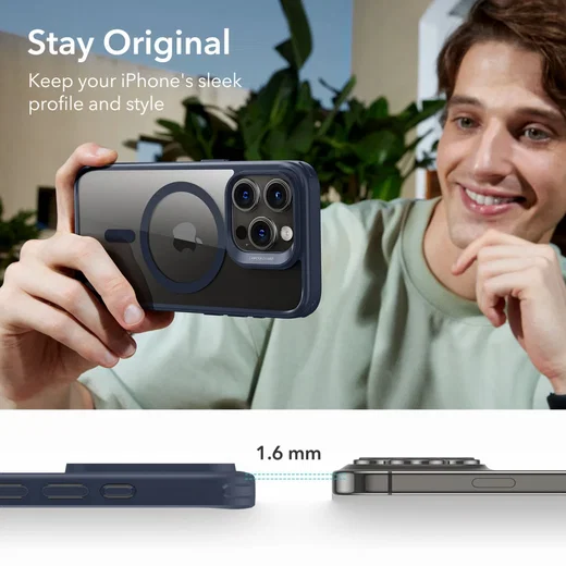 ESR Classic Hybrid iPhone 15 Pro Max Hoesje MagSafe Transparant Blauw afbeelding 8